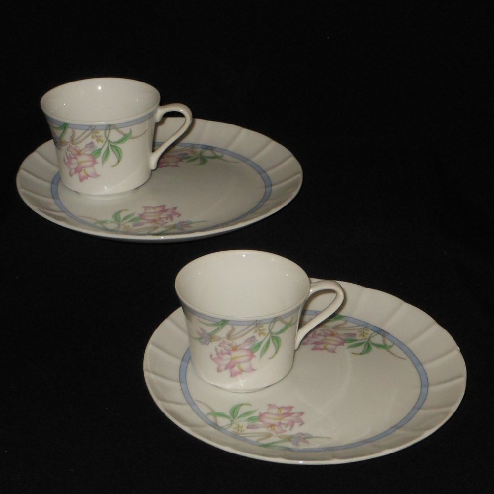 2 sets of cake plates with tea cups. Cameron porcelain Japan